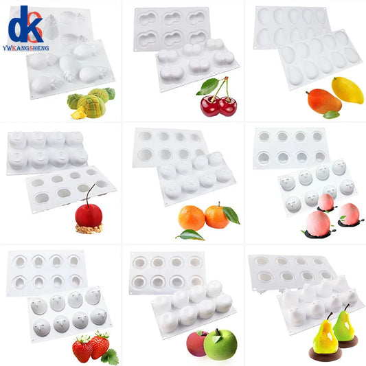 Fruit Series Silicone Cake Mold — Pineapple, Pear, Peach, Mango, Orange & Strawberry for French Dessert & Mousse Baking