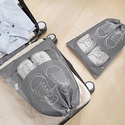10-Pack Shoe Storage Organizer Bags: Non-Woven Travel Portable Closet Bag with Waterproof Pockets - Transparent Hanging Bag for Clothing
