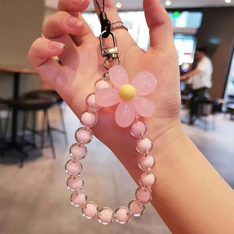 Colorful Macaron Beaded Phone Lanyard Wrist Strap – Anti-Lost Short Handheld Mobile Phone Chain Pendant for Women