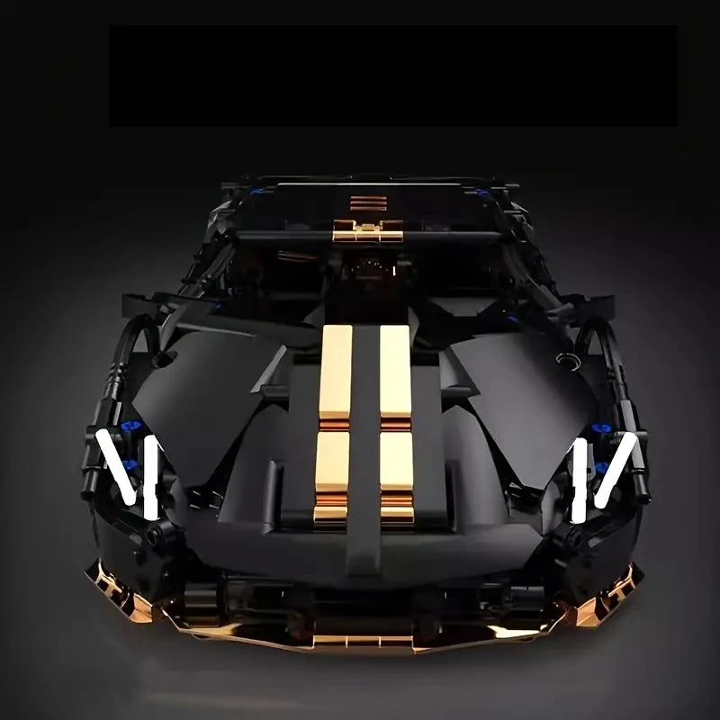 1:14 Scale Black Sports Car Building Block Set for Adults 14+, Collectible DIY Model Car Kit for Home Decoration & Gift Display