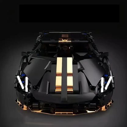 1:14 Scale Black Sports Car Building Block Set for Adults 14+, Collectible DIY Model Car Kit for Home Decoration & Gift Display