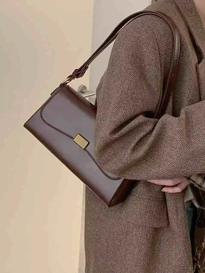 Retro Underarm Bag for Women – New Autumn Winter Fashion, Solid Color PU Leather Handbag, Casual Commuter Single Shoulder Bag