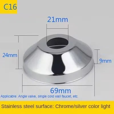2Pcs Stainless Steel Faucet Decorative Cover – 1/2" & 3/4" Water Pipe Connector Heightening Valve Panel for Kitchen & Shower Faucet Accessories