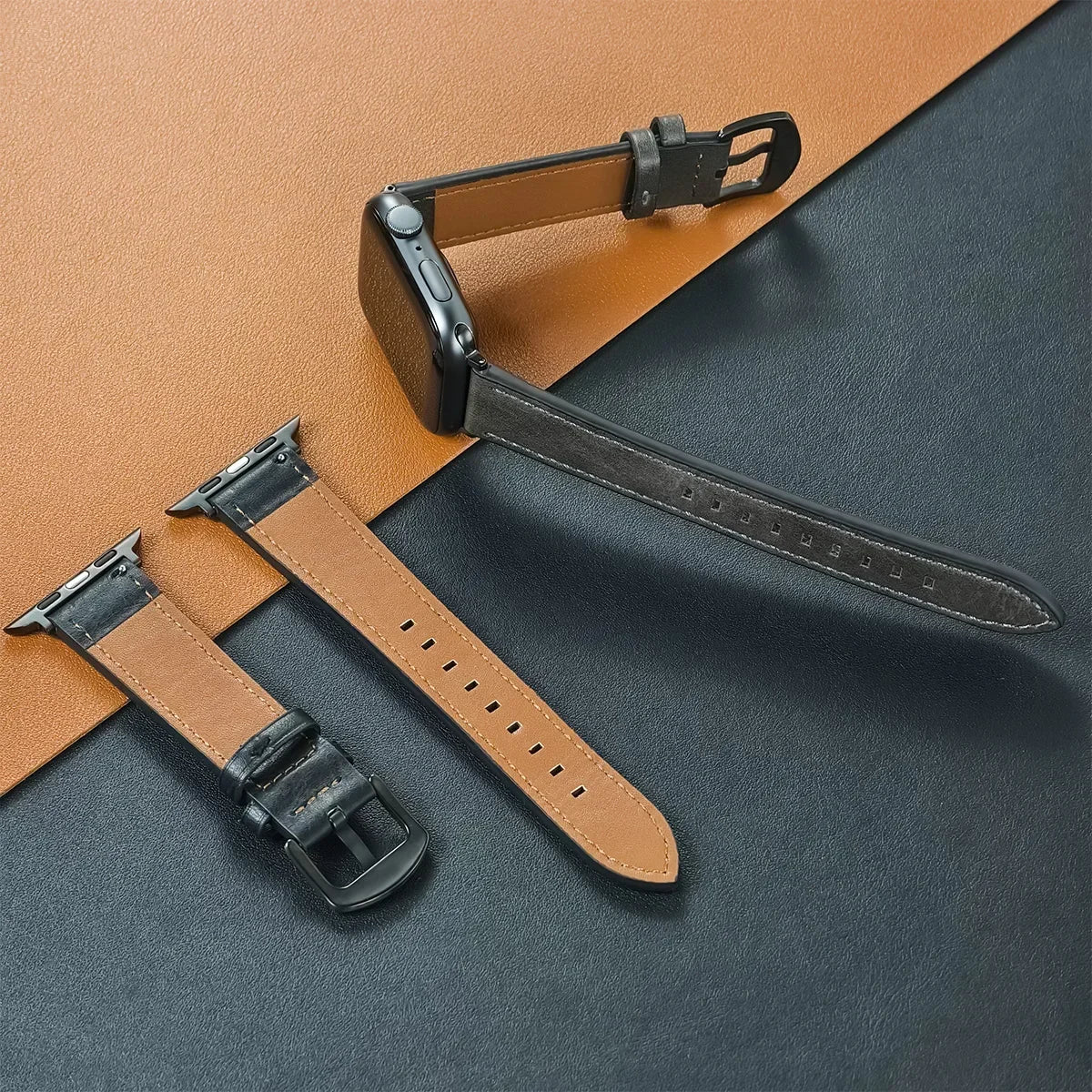 Leather Strap for Apple Watch – High-Quality Replacement Band for All Series 38-49mm