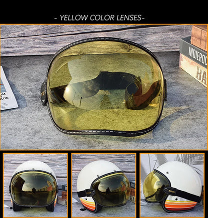Universal Motorcycle Helmet Sun Visor – Anti-UV Windproof Bubble Lens for Open Face 3/4 Helmets