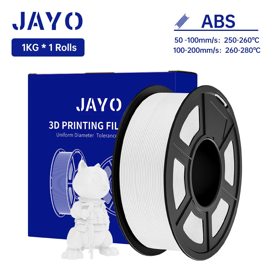 JAYO ABS 3D Printer Filament 1.75mm – High Toughness 1KG/Roll, Available in 1/2/3/5/10 Rolls