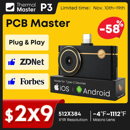 P3 Thermal Camera - 512×384 X³IR Macro Thermal Imager for iPhone & Android PCB Repair up to 600°C