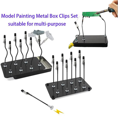 Soldering Third Hand Tool - Magnetic Base Flexible Arm PCB Holder with Alligator Clips for Electronics Repair Welding