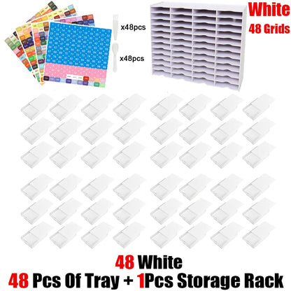 HOMFUN 5D Diamond Painting Tray Kit – 12/24/48 Slots with Storage Rack Organizer for Drill Plate Accessories