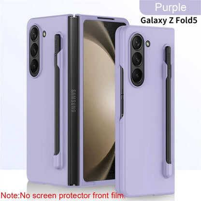 Skin Feel Slim Case for Samsung Galaxy Z Fold 6/5/4/3 – Hard Plastic Shockproof Cover with Stylus Pen Slot Holder