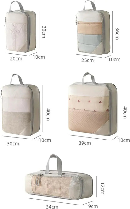 Travel Storage Bag Set – Compressible Waterproof Packing Cubes & Foldable Luggage Organizer for Carry-On