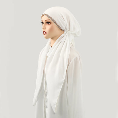 Ramadan Modal Hijab Scarf - Soft Diamond Accent Muslim Head Wrap for Women, Casual Ethnic Headscarf & Shawl