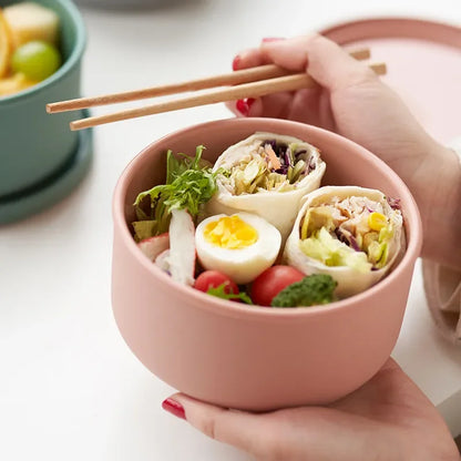 Circular Silicone Lunch Box (250ml/650ml) – Microwave Safe Fresh-Keeping Bento Box for Snacks, Salad & Meal Prep