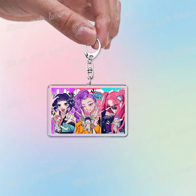 Kpop Demon Hunters Huntrix Saja Boys Keychain Bag Charm Rumi Zoey Jinu Ramen Keyring Fans Gift