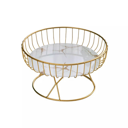 Metal Iron Wire Fruit Basket - Sturdy Fruit Tray and Cake Holder for Home, Living Room - Ideal for Vegetables, Breads, Cabinet Display Stand