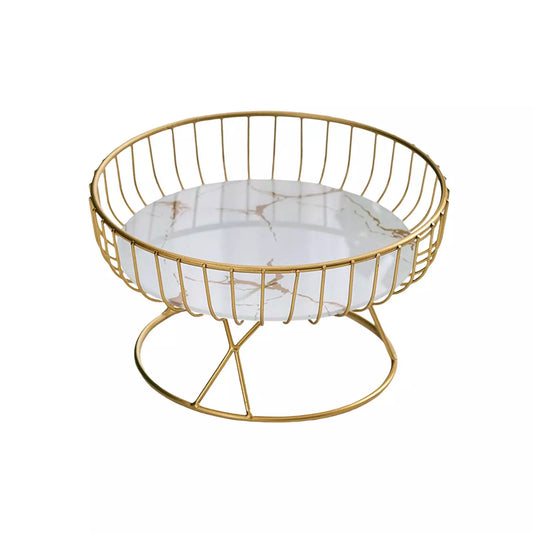 Metal Iron Wire Fruit Basket - Sturdy Fruit Tray and Cake Holder for Home, Living Room - Ideal for Vegetables, Breads, Cabinet Display Stand