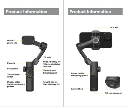 AOCHUAN 3-Axis Handheld Gimbal — Smartphone Stabilizer with Fill Light for iPhone & Android