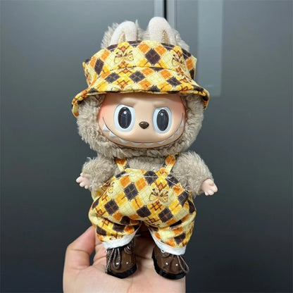 Cute Mini Plush Doll Clothes for 17cm Labubu – Various Overalls & Outfit Accessories