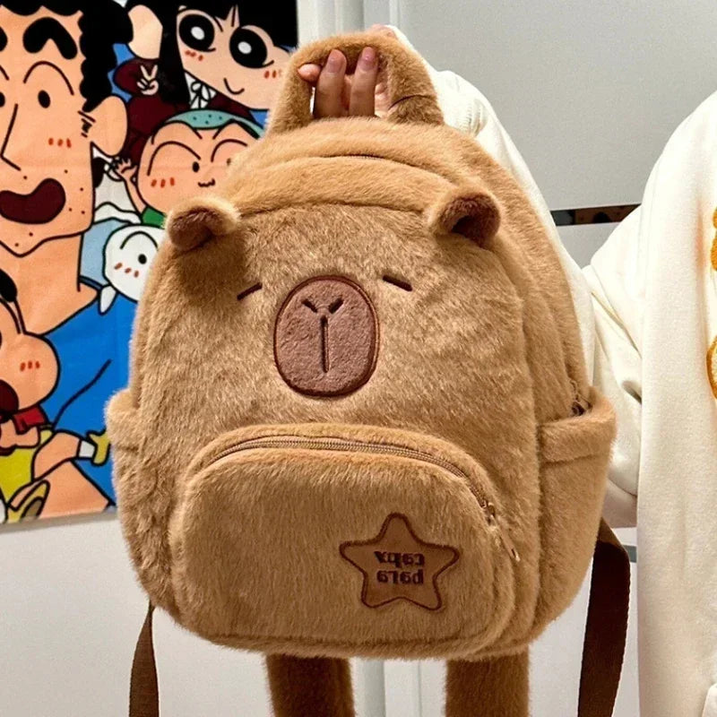 Capybara Plush School Bag – Large Capacity Casual Backpack for Students