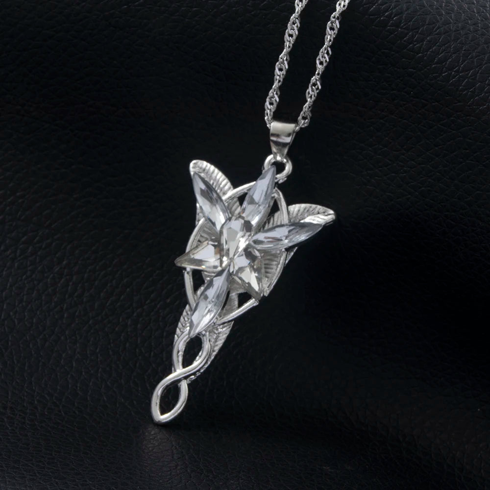 Lord of the Rings Arwen Evenstar Necklace – Elf Princess Crystal Pendant Choker Jewelry Gift for Women