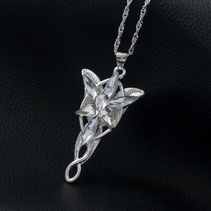 Lord of the Rings Arwen Evenstar Necklace – Elf Princess Crystal Pendant Choker Jewelry Gift for Women