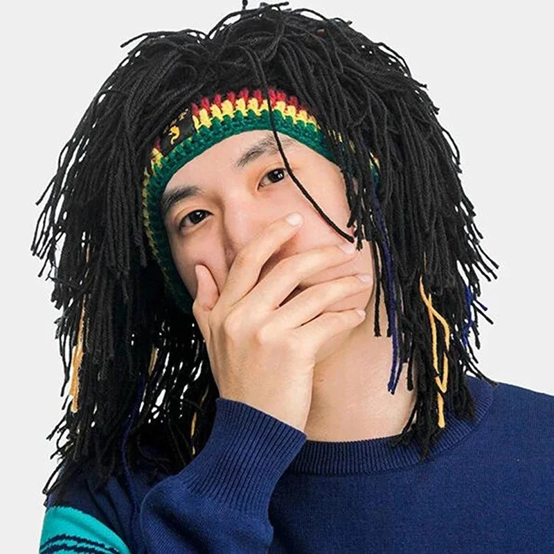 Unisex Synthetic Dreadlock Wig Beanie – Handmade Crochet Rasta Hat for Hip Hop, Jamaica, African Party & Dance