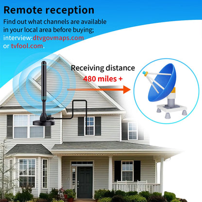 4K/1080P HD Digital TV Antenna - 480+ Miles Long Range Signal Amplifier Indoor & Outdoor HDTV Aerial