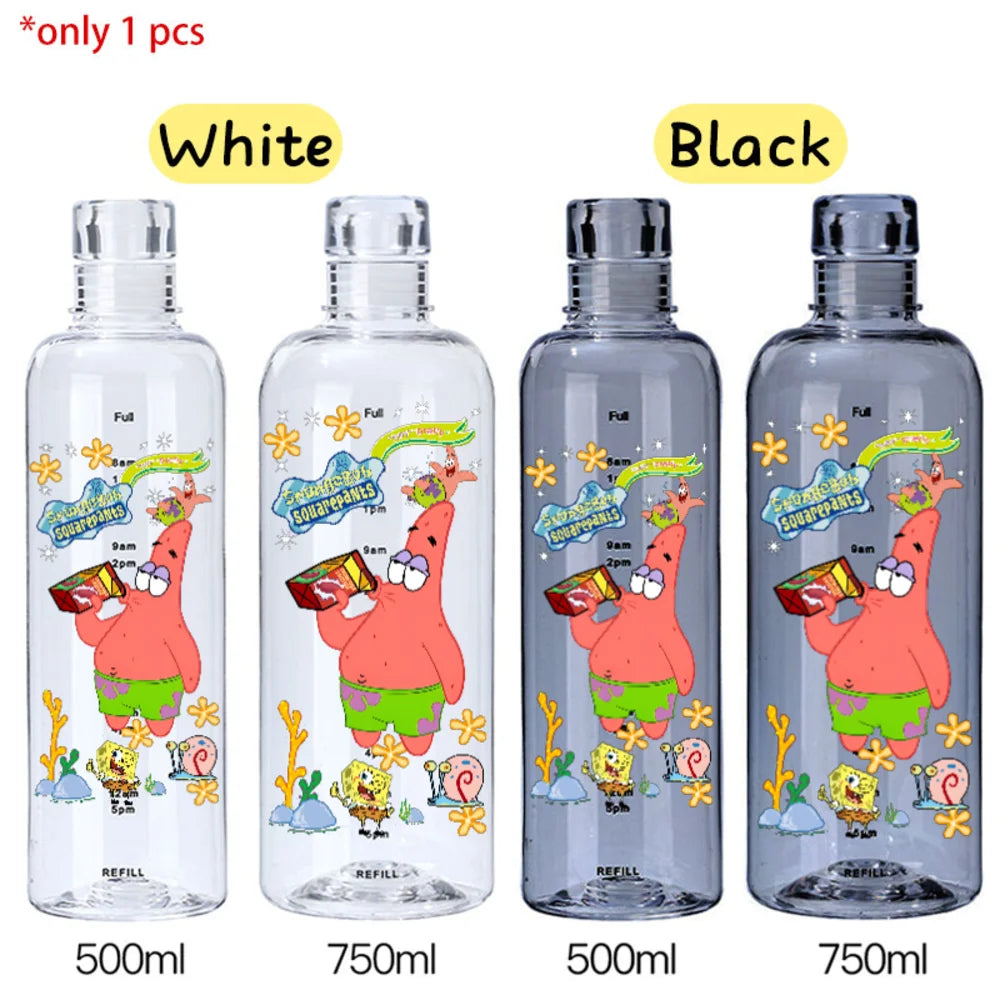 SpongeBob Graduated Water Cup - 500ml/750ml BPA-Free Plastic Bottle