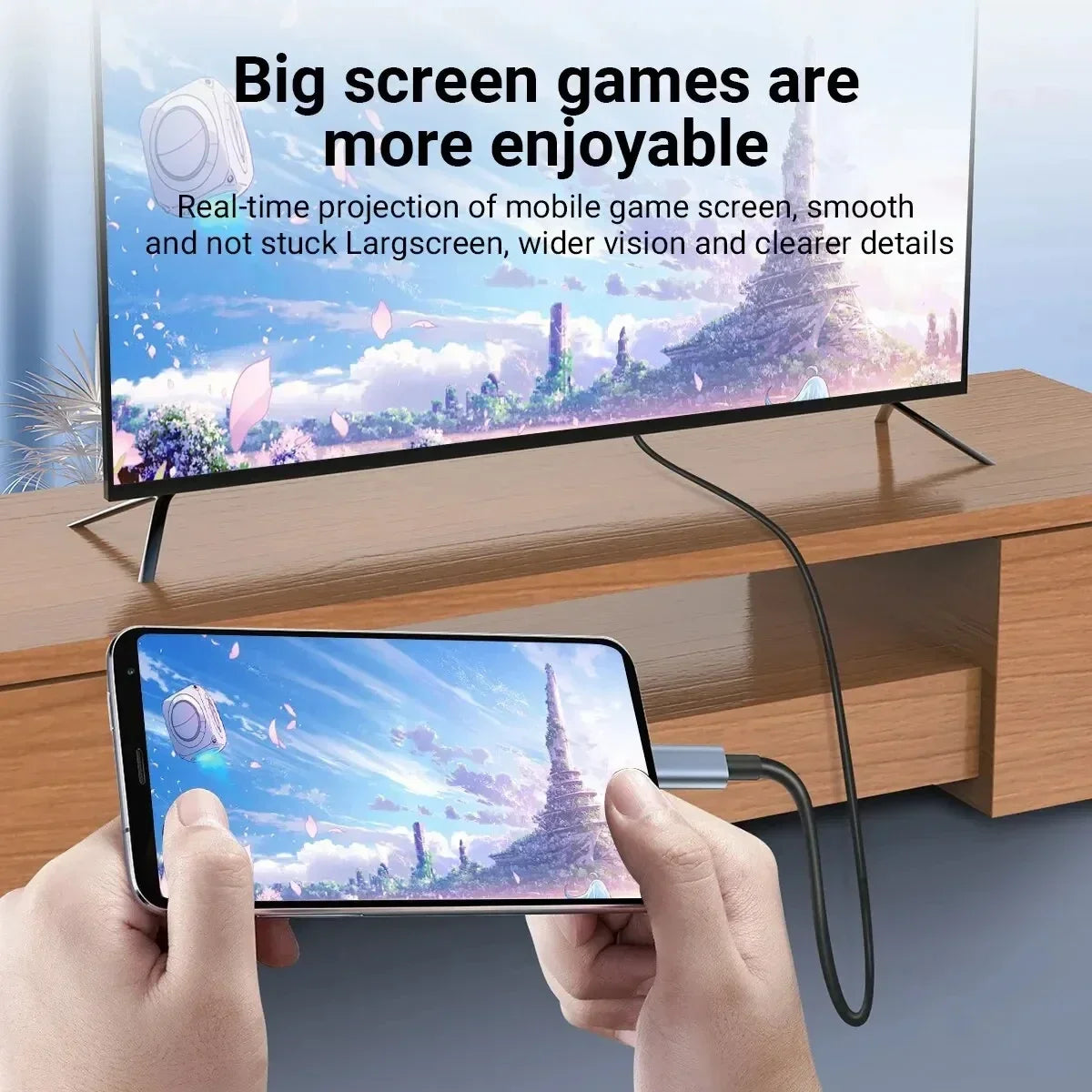 2M USB-C to HDMI 4K HD Video Cable - Braided Screen Projection Converter for TV and Computer