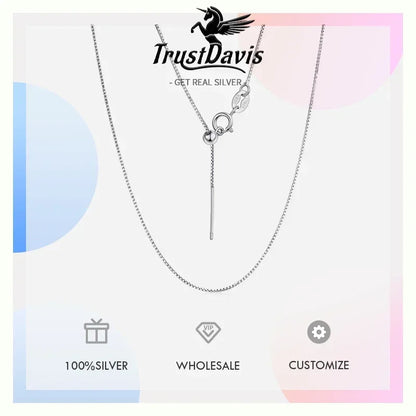 TrustDavis 925 Sterling Silver Cross Necklace – Box Chain Pendant, Universal Jewelry for Women, Wedding & DIY