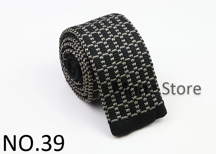Classic Knit Neck Tie for Men — 6cm Plaid & Dots Casual Business Wedding Tie