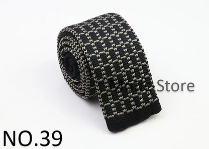 Classic Knit Neck Tie for Men — 6cm Plaid & Dots Casual Business Wedding Tie