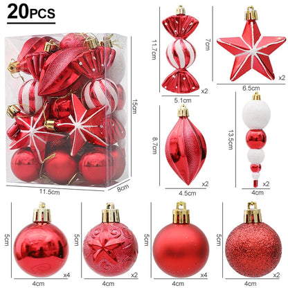 Red Christmas Tree Ball & Candy Cane Ornament Set – Large Hanging Pendants for Holiday Home Decor 2024
