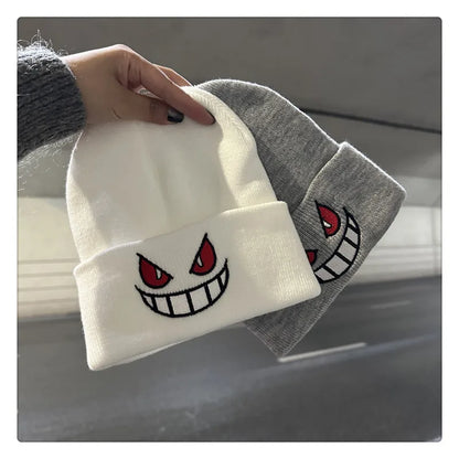 Anime Embroidered Knitted Cap - Unisex Cartoon Hat for Adults & Kids, Halloween Cosplay & Christmas Gift