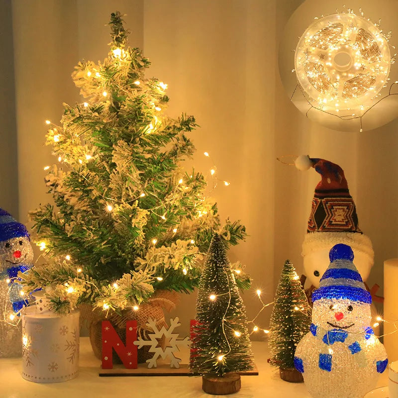 Outdoor Remote Control Copper Wire Lights — Starry Sky & Flower Wreath Decorative String Lights for Christmas & Holidays