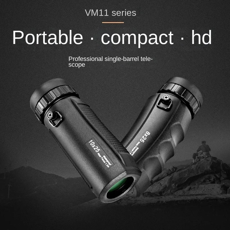 8x25 / 10x25 Mini Monocular Telescope - HD Waterproof Compact Pocket Scope for Hiking, Travel & Outdoor Viewing