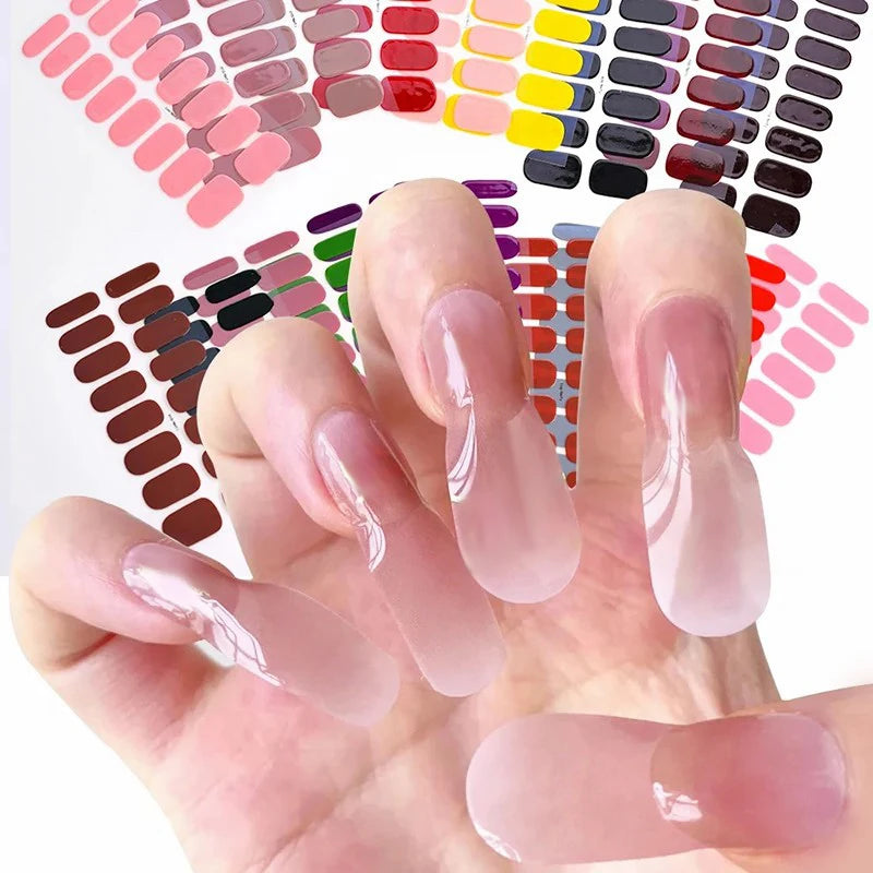 DIY Gel Nail Stickers: Long-Lasting Solid Color Nail Strips - Full Cover Decal Slider Sticker for Nail Manicure