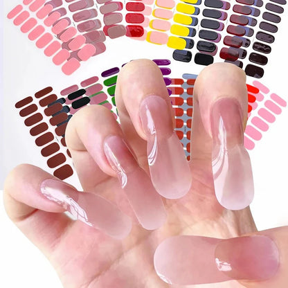 DIY Gel Nail Stickers: Long-Lasting Solid Color Nail Strips - Full Cover Decal Slider Sticker for Nail Manicure