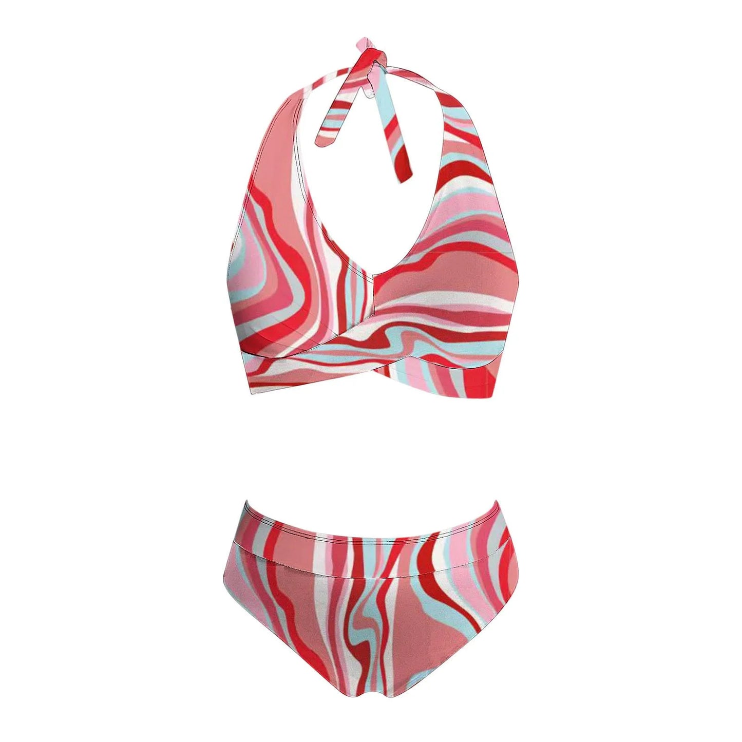 Floral Colour Block High Waist Bikini – Women's Two-Piece Swimsuit Teen Beachwear 2024 Trend