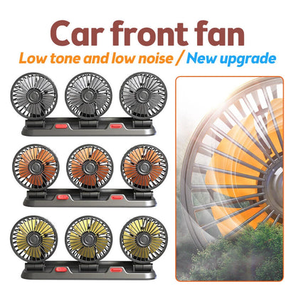 360° Adjustable Car Fan - 3-Head Automotive Electric Fan - USB/12V/24V - 2 Speeds - Silent Cooling for Home, Desk, Office & Car
