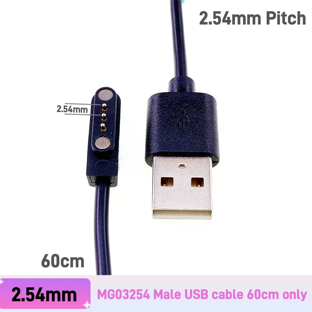 Magnetic Pogo Pin Connector - 2–5 Pin Spring-Loaded Male/Female Power Socket, 2.54/2.8mm Spacing, USB Cable Compatible