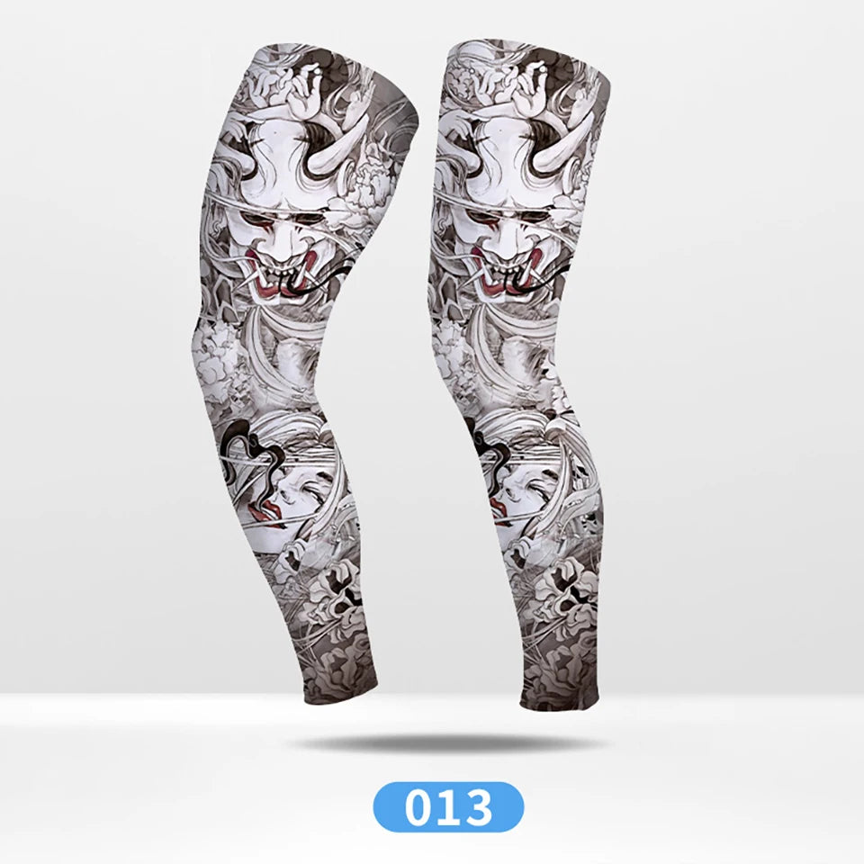 KoKossi Tattoo Print Leg Sleeves - Ice Silk Breathable Non-Slip Compression Sleeves
