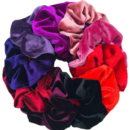 10/6/1Pcs Velvet Hair Scrunchies Set for Women – Solid Color Elastic Ponytail Hair Bands & Headband Accessories (Black Pack)
