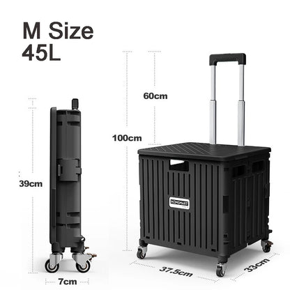 45/65L Folding Shopping Cart Trolley – Portable Home Cart with 2/4/8 Wheels