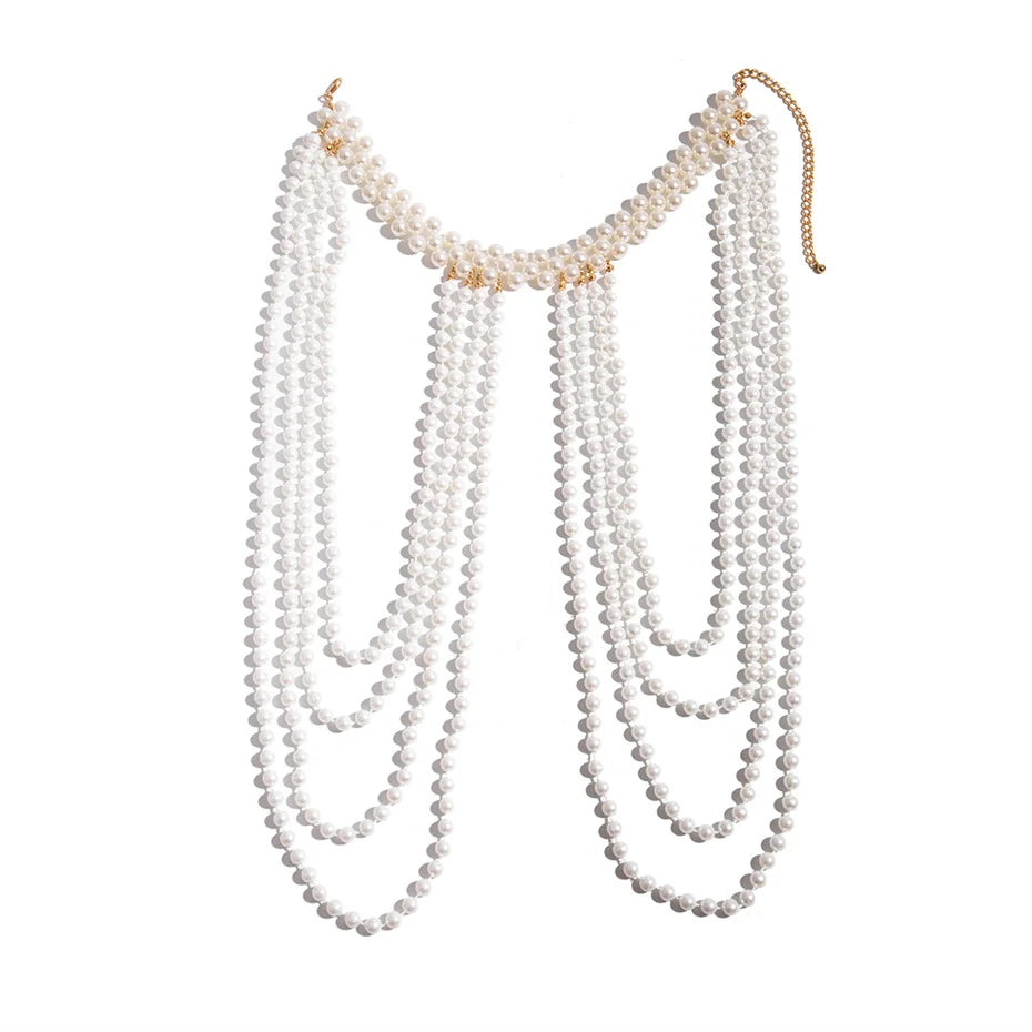 Ingemark 2024 Bridal Tassel Pearl Shoulder Chain Necklace – Elegant Wedding Jewelry for Women