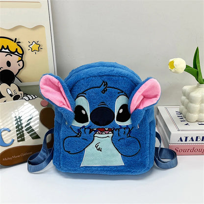 New Disney Plush Backpack – Japanese Blue Stitch Cartoon, Large-Capacity Student & Kindergarten Bag for Kids’ Gifts