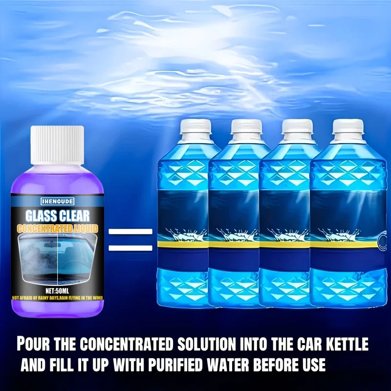 Concentrated Windshield Glass Cleaner - 1:100 Car Wiper Fluid for Water Stains, Tar & Oxidation Removal