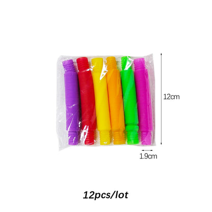 Flexible Telescopic Pop Tube Toys (6–24PCS) – Stretchable Sensory Stress Relief Tubes for Kids & Adults Decompression Fidget Toys