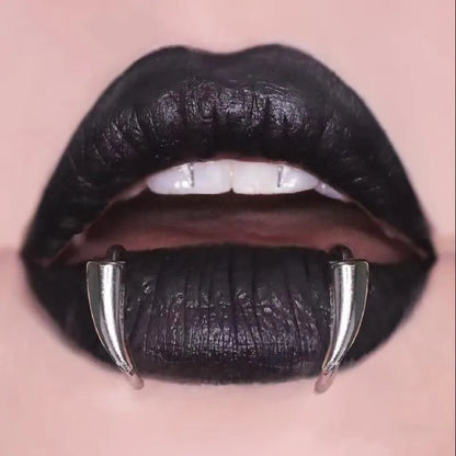 Stainless Steel Sharp Teeth Fake Lip Ring – Personalized Punk Gothic Body Jewelry for Women