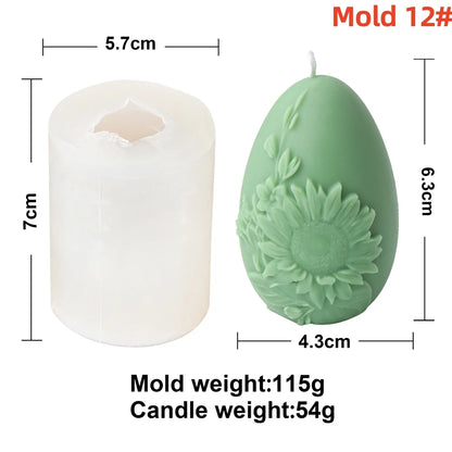 3D Easter Egg Scented Candle Silicone Mold – DIY Embossed Butterfly & Flower Egg Shape for Candle & Plaster Making, Easter Gift